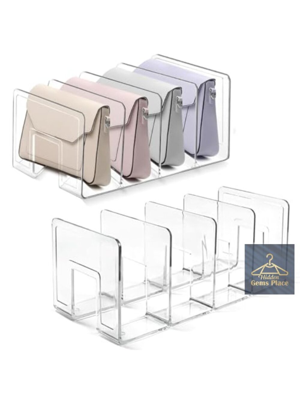 2 Acrylic Clear Purse Organizer Storage Dividers Handbag Closet